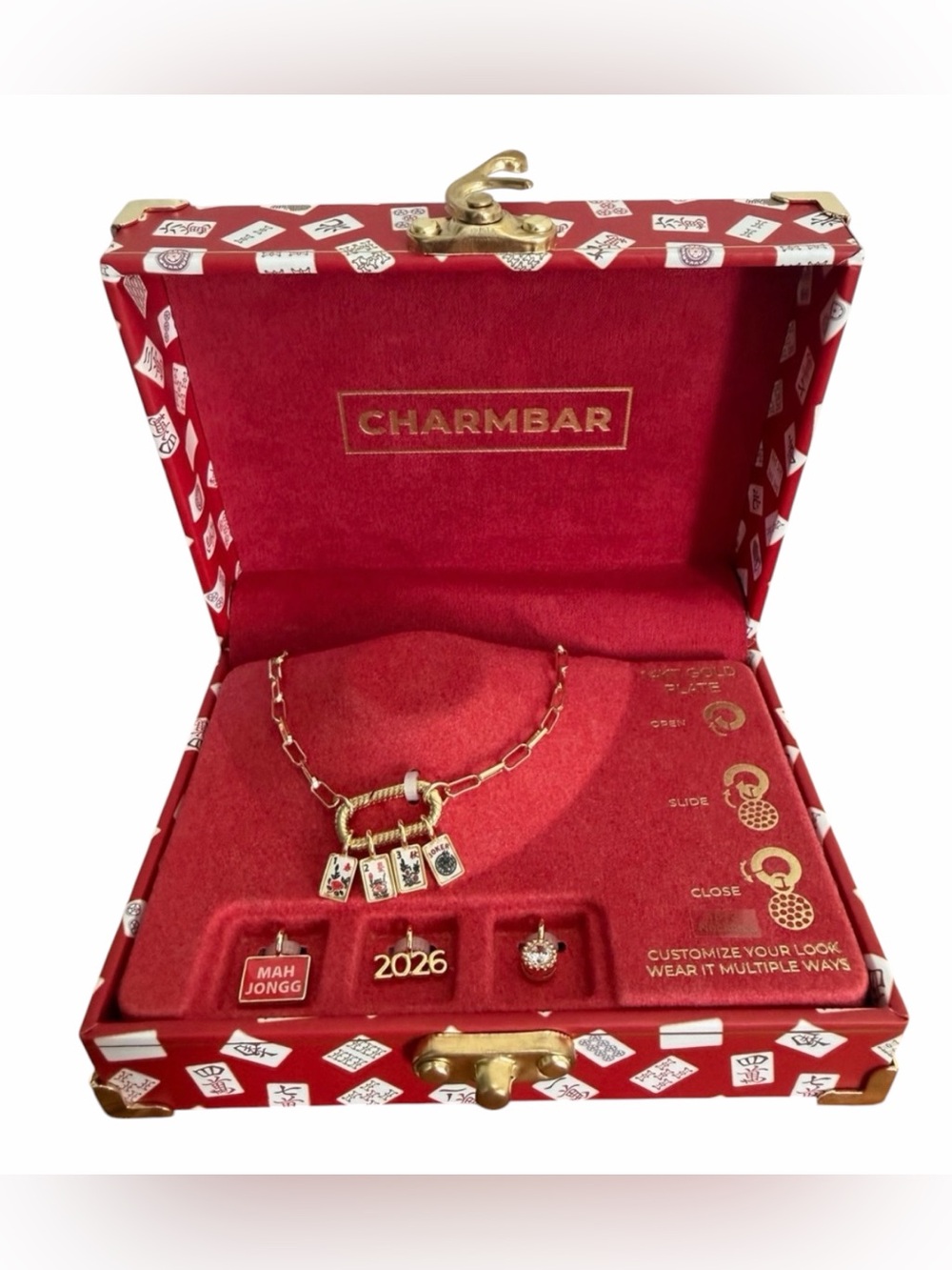 14 Karat Gold Plated Mahjong Charm Necklace - CHARMBAR